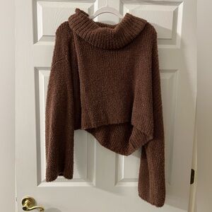 Altar'd State Chocolate Brown Cowl Neck Sweater